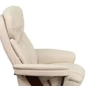 Contemporary Multi-Position Recliner and Curved Ottoman with Swivel Base