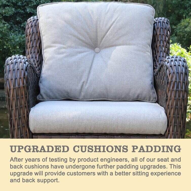 Brice Rocking Swivel Patio Chair with Cushions (Set of 2)