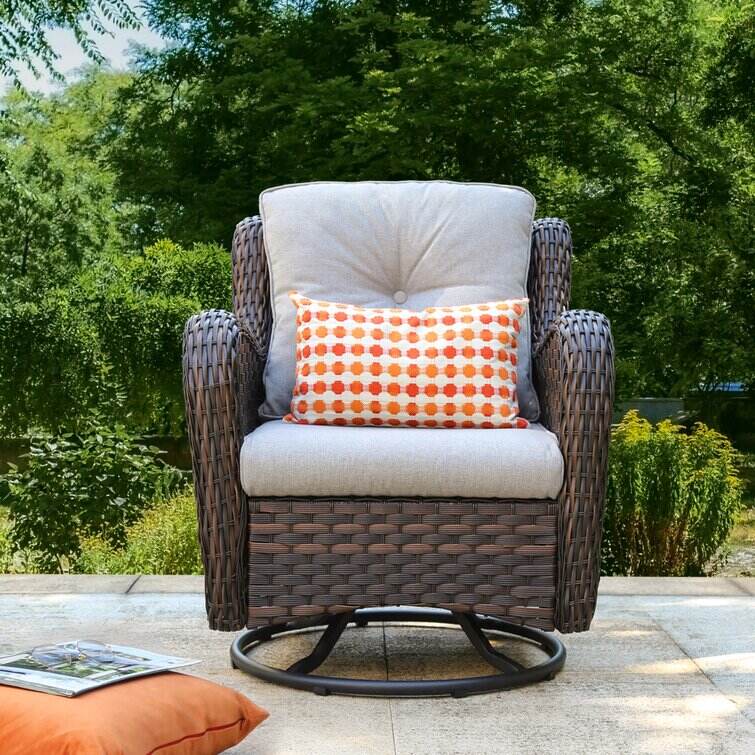 Brice Rocking Swivel Patio Chair with Cushions (Set of 2)