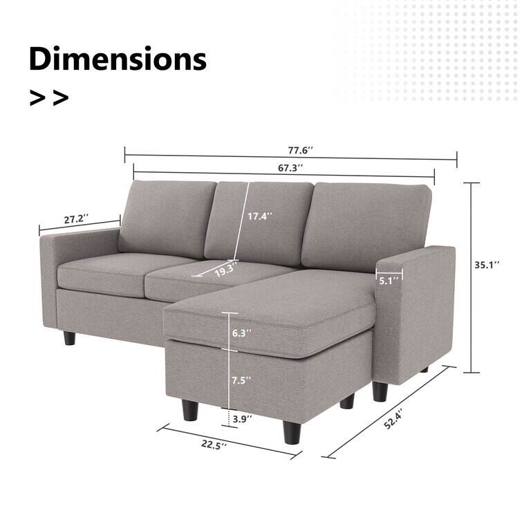 Campbelltown 78.5" Wide Reversible Sofa & Chaise with Ottoman