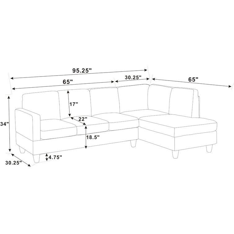 95.25" Wide Sofa & Chaise