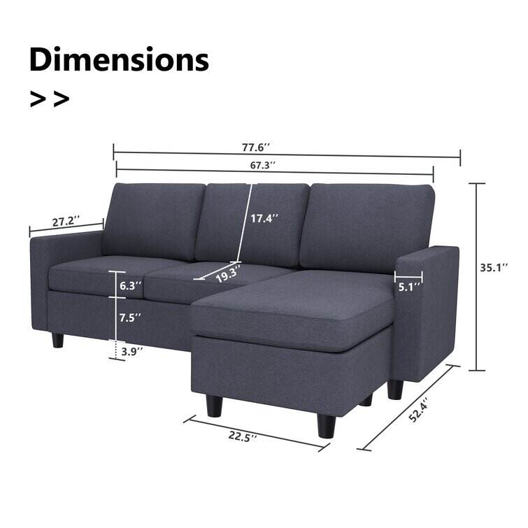 Campbelltown 78.5" Wide Reversible Sofa & Chaise with Ottoman